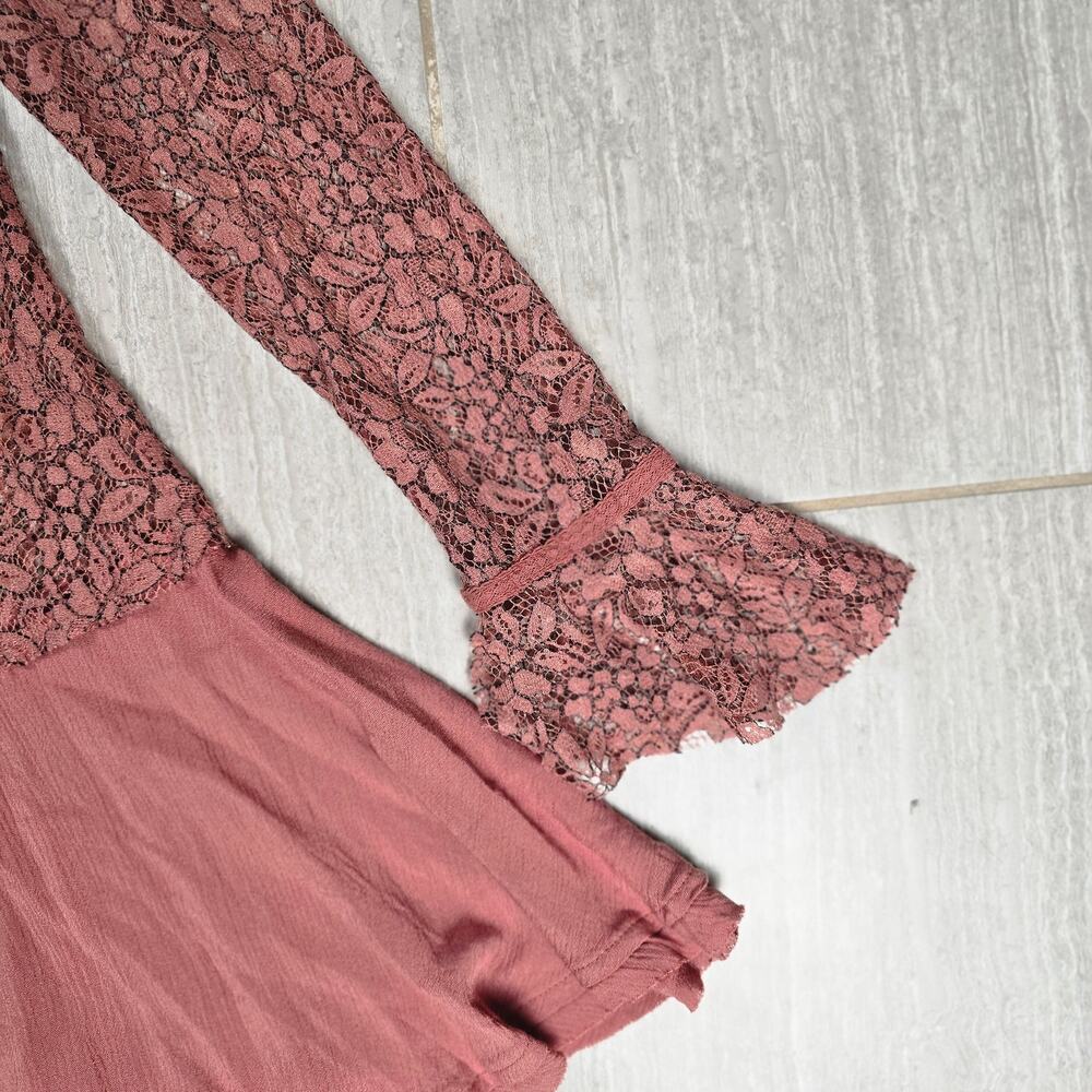 Free People Secret Origins Lace Tunic Dusty Mauve Size Small - Picture 5 of 6
